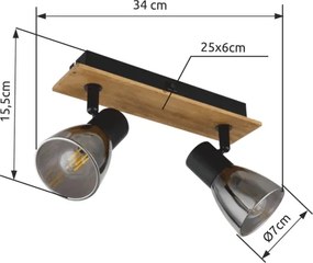 Globo 54307-2W - Nástenné bodové svietidlo CLAUDE 2xE14/40W/230V čierna/drevo