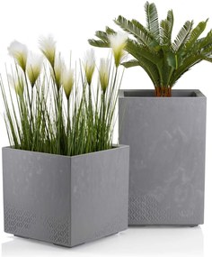 PLASTOVÝ KVETINÁČ NA KOLIESKACH BETONIQUE 40X40 CM IMITÁCIA BETÓNU SIVÁ