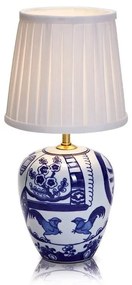 Modro-biela stolová lampa Markslöjd Goteborg, výška 33 cm