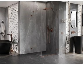 Mexen Lunar-B L, 1-krídlový sprchový kút, pravý, 100 x 100 cm, 8mm číre sklo, ružové zlato profil, 832L-100-100-60-00-P