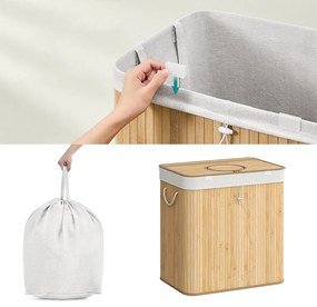 Bambusový kôš na bielizeň s vyberateľnou sieťkou