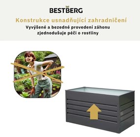 Vyvýšený záhradný záhon BestBerg VZ-800A / 800 l / 180 x 90 x 47 cm / sivá