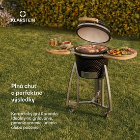 Klarstein Queensize, kamado gril, teplomer, odnímateľné bočné diely, čierny