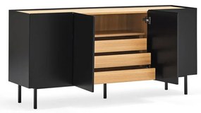 Čierna nízka komoda v dekore duba 165x78 cm Arista – Teulat