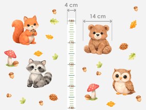 Meter lesné mláďatá textilní prelepiteľné nálepky na stenu výška 160 cm