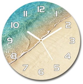 Sklenené hodiny okrúhle Vlna na pláži pl_zso_30_f_115691899