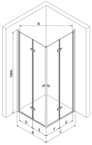 Mexen Lima Duo sprchovací kút 80 x 80 cm, 6mm sklo, číre sklo / chrómový profil, 856-080-080-02-00