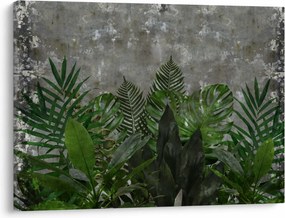 Obraz - Betónový múr s rastlinami (70x50 cm)