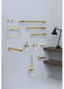 Gedy - Nástenná mydelnička PIRENEI, mliečne sklo/zlatá