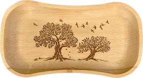 AMADEA Drevený servírovací podnos so stromami, masívne drevo, 30 cm