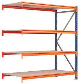 Kovový regál LONGSPAN, prídavný modul 200x240x80cm, 4x DTD polica, 500kg na policu