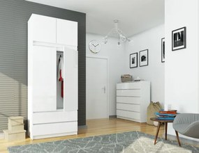 Skriňa s nadstavcom S 90 cm 2D 2SZ CLP biela, lesk