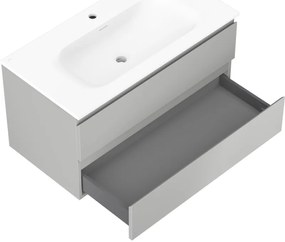 Mexen Orio, kúpeľňová skrinka 90 cm s umývadlom Vela, 2 zásuvky, šedá matná/biela matná, 91A10-09047-2-BFF62-W23M01