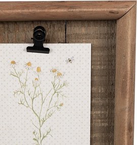 Hnedý antik drevený fotorámik s klipom Clipp - 21*3*16 cm / 9*13 cm