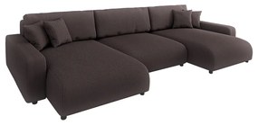 Hnedá menčestrová rozkladacia/s úložným priestorom rohová pohovka Sara – Ropez