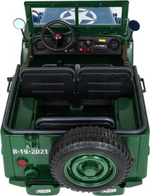 Ramiz Retro silné vojenské auto pre 3 deti Zelené + pohon 4x4 + úložné priestory + EVA + pomalý štart + MP3 LED