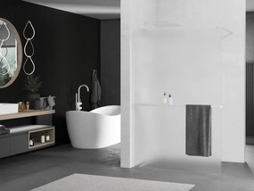 Mexen Kioto+, sprchová zástena Walk-In s poličkou a vešiakom 140 x 200 cm, 8mm sklo námraza, biely profil, 800-140-121-20-30