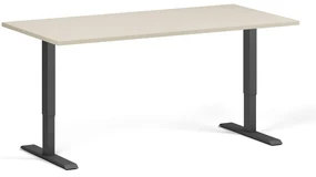Výškovo nastaviteľný stôl, 160x80 cm, 2 motory, čierna podnož, breza
