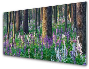 Obraz na skle Les kvety príroda 120x60 cm
