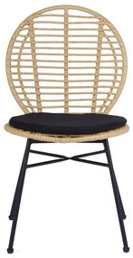 Jedálenská stolička PATRICIA — umelý ratan, prírodná / čierna