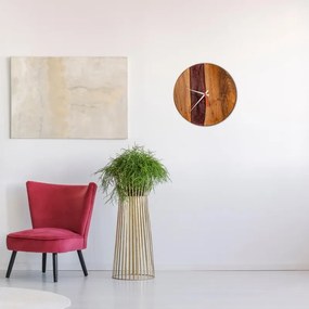 Drevené hodiny s epoxidovou živicou Ø 30cm - orech, vínová perleť