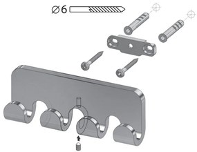 BISK Erga NATURE, 4-háčik na uteráky, chrómová, ERG-04881