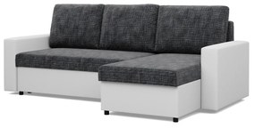 Rohová rozkladacia sedacia súprava LUNA Sivá/biela I