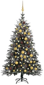 Umelý vianočný stromček s LED, sadou gúľ a snehom 120cm PVC+PE 3077831