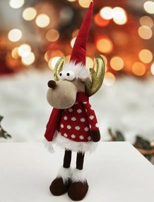 Vianočný sob stojaci 58 cm - červený