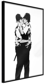 Artgeist Plagát - Kissing Coppers [Poster] Veľkosť: 30x45, Verzia: Čierny rám s passe-partout