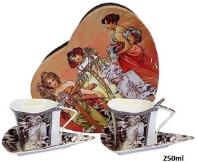 Šálka s podšálkou - set 2 kusov, Alfons Mucha Zima, ATYP, Queen Isabell