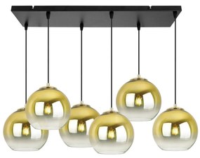Závesné svietidlo Bergen Gold, 6x zlaté/transparentné sklenené tienidlo (fi 20cm)