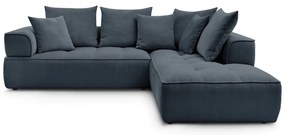 Tmavomodrá ženilková rohová pohovka (pravý roh/do L) Whesley – Bobochic Paris