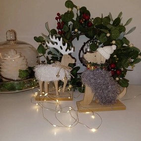 DECOLED Dekorácia, drevený pes, 14,5 x 18,5 cm, sivá