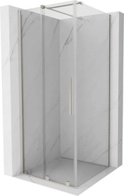 Mexen Velar, sprchový kút s posuvnými dverami 100 x 100 cm, 8mm číre sklo, brúsená oceľ, 871-100-100-01-97