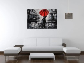 Gario Obraz na plátne Červený bozk v daždi - 3 dielny Rozmery: 90 x 60  cm