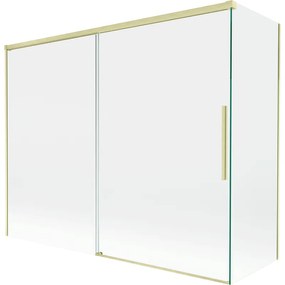 Mexen Rox, 2-krídlová posuvná vaňová zástena 190 + 80 x 150 cm, 8mm číre sklo, zlatý matný profil, 8C9-190-080-55-00