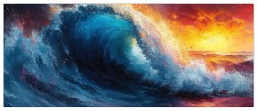 Obraz - Vlna v západu slnka (120x50 cm)