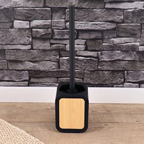 WC kefa Tempesti, čierna/s drevenými prvkami