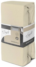 Bavlnené Jersey posteľné prádlo SOFT 140x200 cm + 25 cm krémové