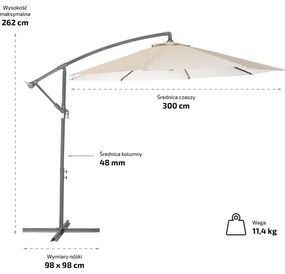 Záhradný skladací slnečník SOLIMARE 300 cm, modrý