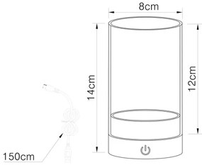 Globo 21012S -LED Von. stolná lampa PIXY LED/2W/3,7V 2700/4000/6500K IP44 šedá