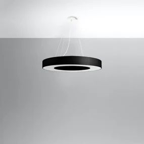 Závesné svietidlo Saturno Slim, 1x čierne textilné tienidlo, (biely plast), (fi 70 cm)