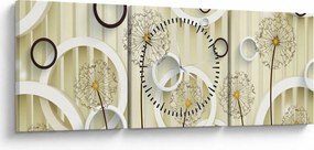 Abstraktný obraz s púpavami (s hodinami) (90x30 cm)