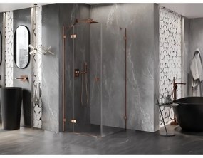 Mexen Lunar, 1-krídlový sprchový kút, ľavý, 100 x 100 cm, 8mm číre sklo, ružové zlato profil, 834-100-100-60-00-L