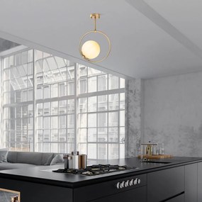 Stropné svietidlo v zlatej farbe so skleneným tienidlom 39x26 cm Dolunay – Opviq lights