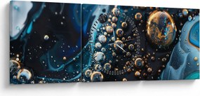 Obraz - Atramentové kvapky (s hodinami) (90x30 cm)