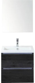 Kúpeľňový nábytkový set Sanox Vogue farba čela black oak ŠxVxH 61 x 170 x 41 cm s keramickým umývadlom a zrkadlovou skrinkou