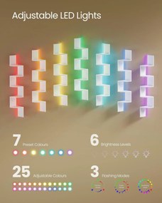Nástenná rohová polica s RGB LED osvetlením, 5 úrovní, matná biela