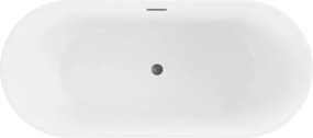 Mexen Flavia, voľne stojaca vaňa 170 x 75 cm, biela, brúsený grafit prepad, 54031708000-95